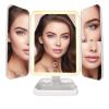 LED Tri-Fold Vanity Mirror with Lights, Touch Screen and 3X/2X/1X Magnification with 3 Color & Adjustable Brightness, Portable Rechargeable Makeup Mirror Pro with Lights Dollar for Desk Dorm Travel view 1