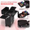 ALUROICE Large Rolling Makeup Train Case, Professional Travel Cosmetology Case on Wheels with Drawers, 3 Tiers Nail Organizers Storage Case for Nail Tech, Tattoo, Hairstylist, Makeup, Extra Large view 3