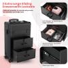 ALUROICE Large Rolling Makeup Train Case, Professional Travel Cosmetology Case on Wheels with Drawers, 3 Tiers Nail Organizers Storage Case for Nail Tech, Tattoo, Hairstylist, Makeup, Extra Large view 4