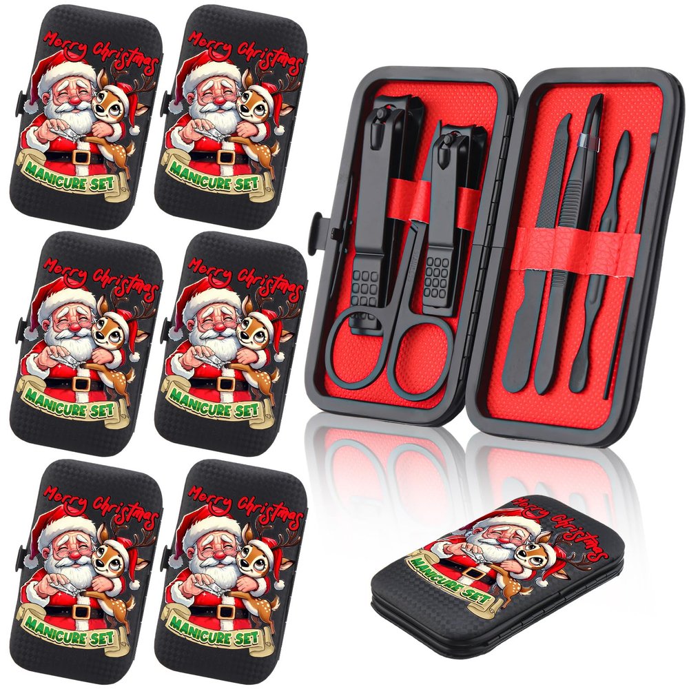 6 Sets Funny Christmas Manicure Sets Bulk Christmas Stocking Stuffers Nail Clipper Kit Funny Xmas Gifts for Men Woman Husband Boyfriend Parent Xmas Party Supplies