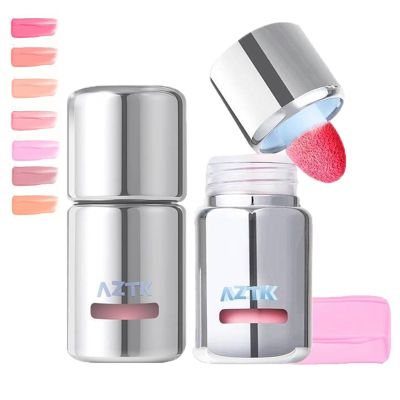 Aztk Liquid Blush, Jelly Color Liquids Blushes with Sponge Head, Matte Nude Makeup Blusher Cream, Lasting, Lightweight, All-day Moisturizing and Smooth, Self-Contained Brush, Portable Makeup (JC02)