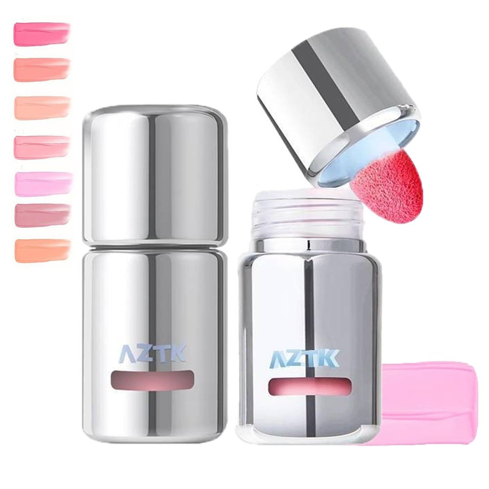 Aztk Liquid Blush, Jelly Color Liquids Blushes with Sponge Head, Matte Nude Makeup Blusher Cream, Lasting, Lightweight, All-day Moisturizing and Smooth, Self-Contained Brush, Portable Makeup (JC02)
