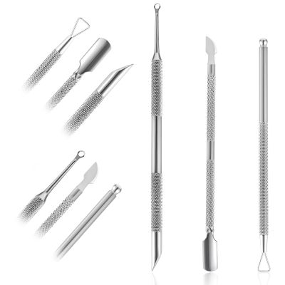 3PCS Metal Cuticle Pusher, Pre-Treatment Nail Cuticle Pusher Remover and Scraper Nail Art Dead Skin Removing Manicure Pedicure Tool
