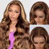 13x4 Full Lace Fronatal Wig Skinlike HD Lace Wig 4/27 Highlight Honey Blond Body Wave Lace Front Wigs Pre Plucked Tiny Knots with Baby Hair 200% Density for Women Body Wave Colored Wig view 1
