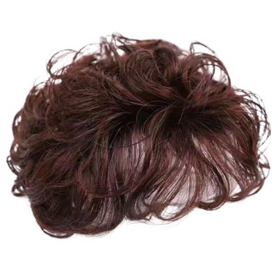 5.1" Curly Synthetic Hair Topper with Bangs Breathable Toppers Hair Pieces Fluffy Clip in Natural Wig for Thinning or Loss Dark Brown