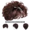 5.1" Curly Synthetic Hair Topper with Bangs Breathable Toppers Hair Pieces Fluffy Clip in Natural Wig for Thinning or Loss Dark Brown view 2