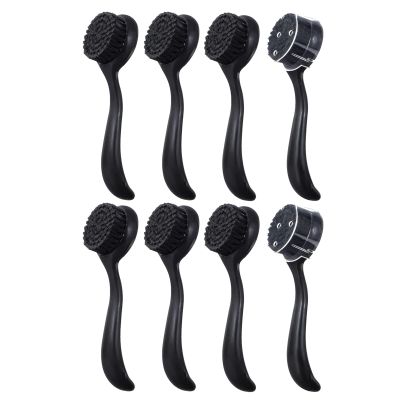8 Pack Large Facial Cleansing Brush Charcoal Bristles Black, Ooloveminso Manual Face Brushes for Deep Cleansing and Exfoliating, Face Scrubber to Massage, Pore Exfoliation, Makeup Remove and Skin Care