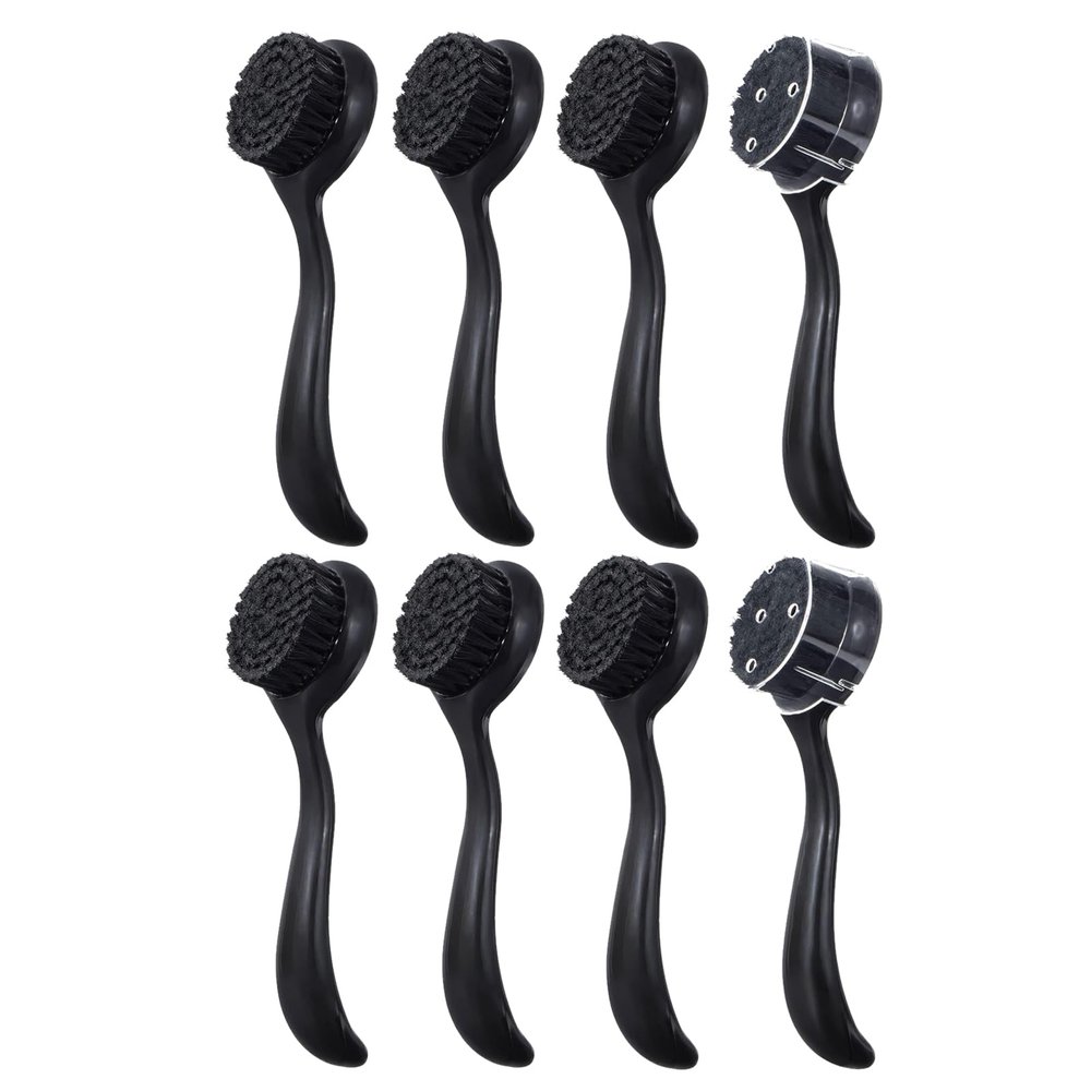 8 Pack Large Facial Cleansing Brush Charcoal Bristles Black, Ooloveminso Manual Face Brushes for Deep Cleansing and Exfoliating, Face Scrubber to Massage, Pore Exfoliation, Makeup Remove and Skin Care