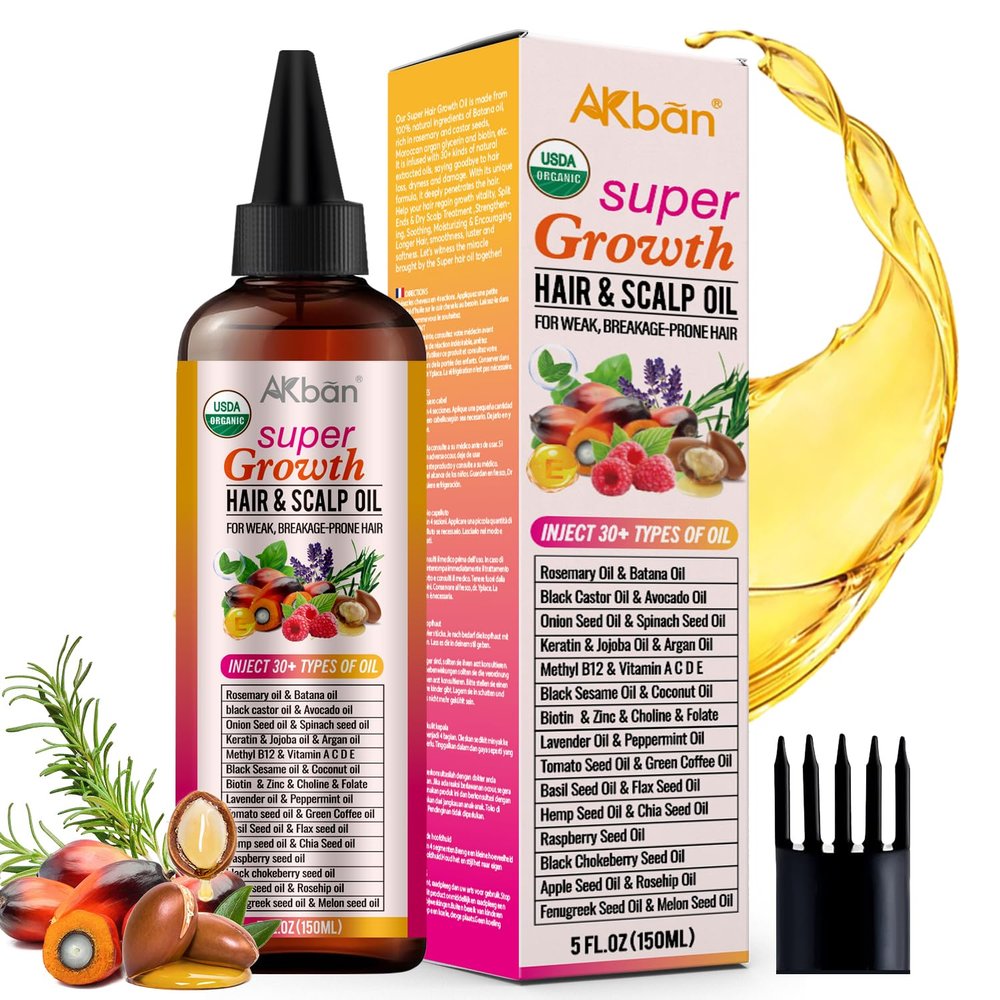 35-in-1 Blend Rosemary Hair Oil with Batana, Argan, Jojoba, Castor Oil, Infused with Keratin, Biotin & Vitamin A C D E, Super Hair & Scalp Oil for Strengthening & Nourishing Hair, All Hair Types