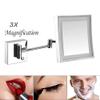 PPXCZZ Wall Mounted Makeup Mirror 8 Inch Square, 3X Magnification, LED Light, Extendable Arm with 360 Swivel for Bathroom(Silver) view 3