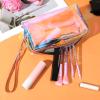 8 Pcs Holographic Iridescent Clear Makeup Bags with Zipper Travel Cosmetic Pouches with Wrist Loop Waterproof Toiletry Organizer Case Home Office Beach Pouch Purse Diaper Vacation Gift Bag view 4