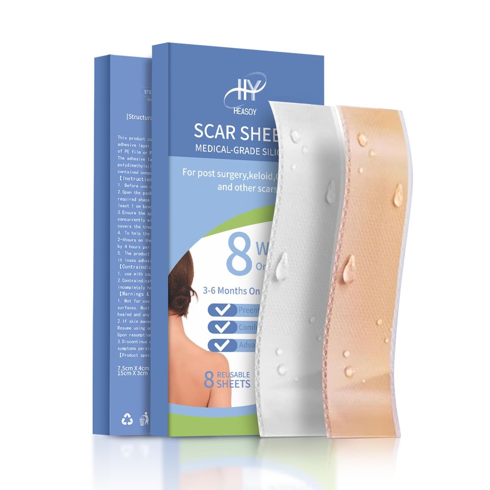Pack of 8,Silicone Sheets For Scars, Scar Tape For Surgical Scars,Scar Removal Treatment Healing Patches,Reusable Silicone Scar Strips for C-Section, Keloid, Burn, Acne, Surgical Scar