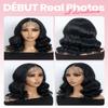DBUT Lace Front Wig 13x7 Glueless Wear and Go Wavy Bob Wig Synthetic Hair, Pre-Styled Free Parting Pre Plucked 14 Inch Wig for Black Women 1B Natural Black view 4