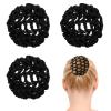 3 PCS Hair Nets for Buns, Elastic Invisible Women Hair Nets Handmade Crochet Scrunchies Bun Holders for Women Skating Ballet and Dance Accessories, Black view 1