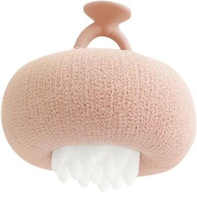 2-in-1 Ultra Soft Bath Sponge Cleaning Brush, Sunflower Bath Ball,Suction Cup Bath Ball with Finger Rings,Exfoliating Shower Loofah Sponges (Carnation)