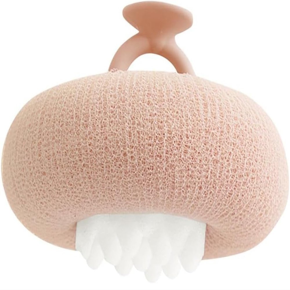 2-in-1 Ultra Soft Bath Sponge Cleaning Brush, Sunflower Bath Ball,Suction Cup Bath Ball with Finger Rings,Exfoliating Shower Loofah Sponges (Carnation)