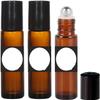 10ml Premium Empty Refillable Reusable Roll on Glass Set of 3, Black Cap view 1