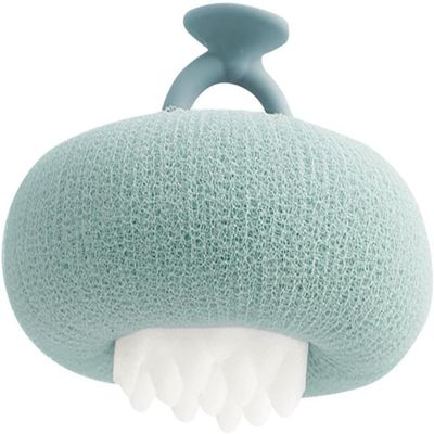 2-in-1 Ultra Soft Bath Sponge Cleaning Brush, Sunflower Bath Ball,Suction Cup Bath Ball with Finger Rings,Exfoliating Shower Loofah Sponges (Blue)