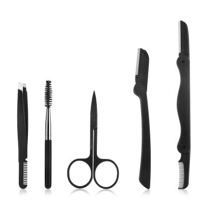 Eyebrow Razor, 5-in-1 Eyebrow Kit, Eyebrows Trimmers Set for Women and Men Eyebrows Grooming (Including Brow Razors, Tweezers, Scissors, Trimmer, Comb)