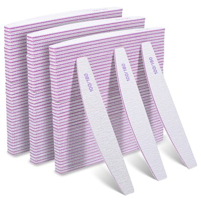 150Pcs 100/180 Nail File and Buffers 100/180 Grit Nail Files Double Side Acrylic Nails File for Natural Extension Nails Emery Boards Manicure Tool for Acrylic Toenails Removal Manicure Salon Home