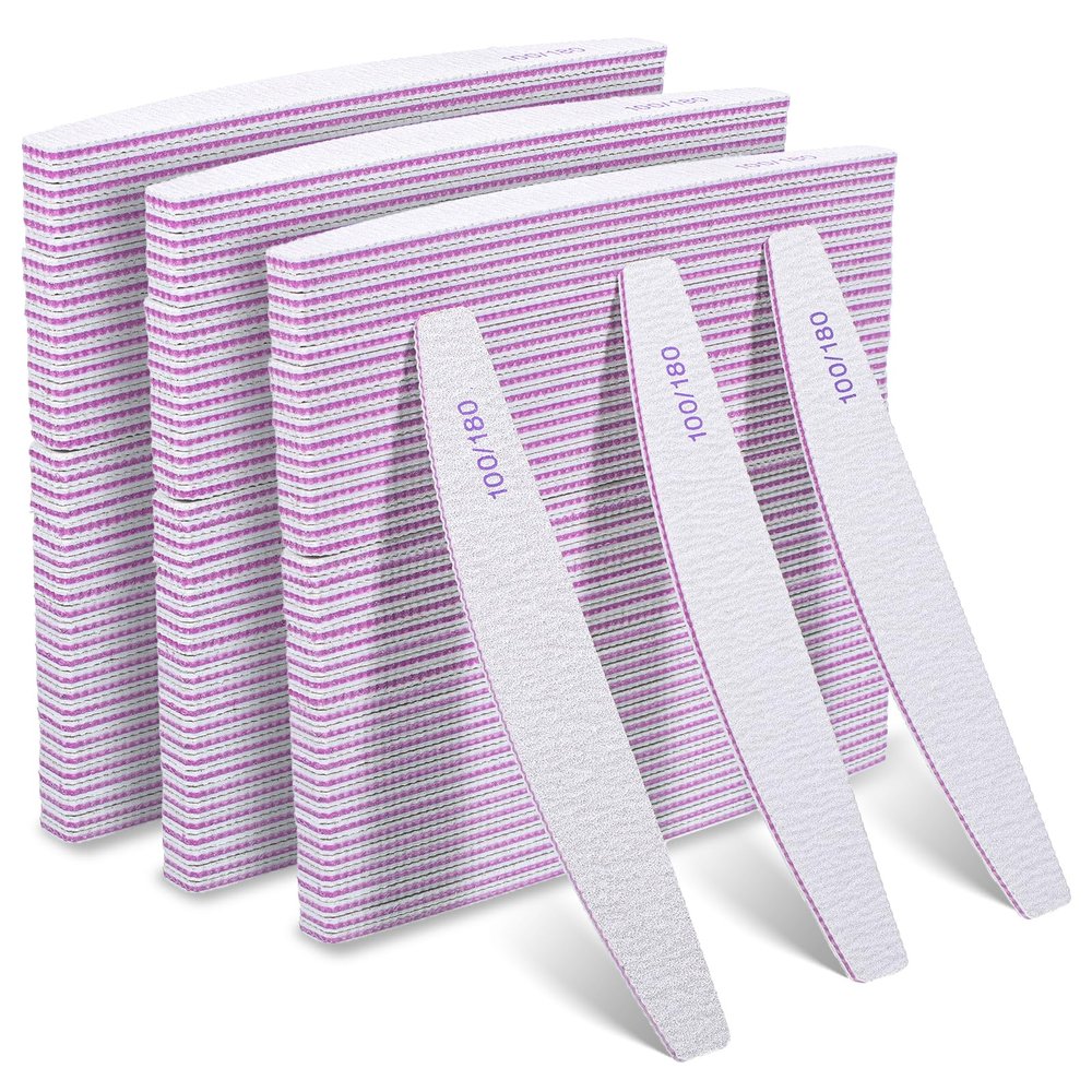 150Pcs 100/180 Nail File and Buffers 100/180 Grit Nail Files Double Side Acrylic Nails File for Natural Extension Nails Emery Boards Manicure Tool for Acrylic Toenails Removal Manicure Salon Home