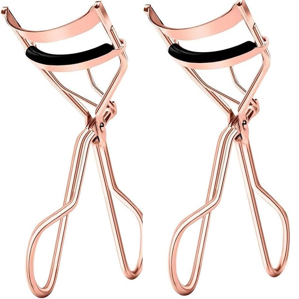 2Pc Rose Gold Eyelash Curler for Women, Portable Metal Eyelash Curler Tweezers Lash Clip Applicator Beauty Makeup Tool,Women's Makeup Cosmetic Tool Portable