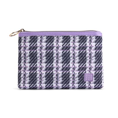 Caboodles Bring It Bag, Black and Lavender Tweed, Pencil Case or Makeup Bag for Purse, Slim Zippered Clutch Organizer for Everyday Essentials, Accessories or Travel