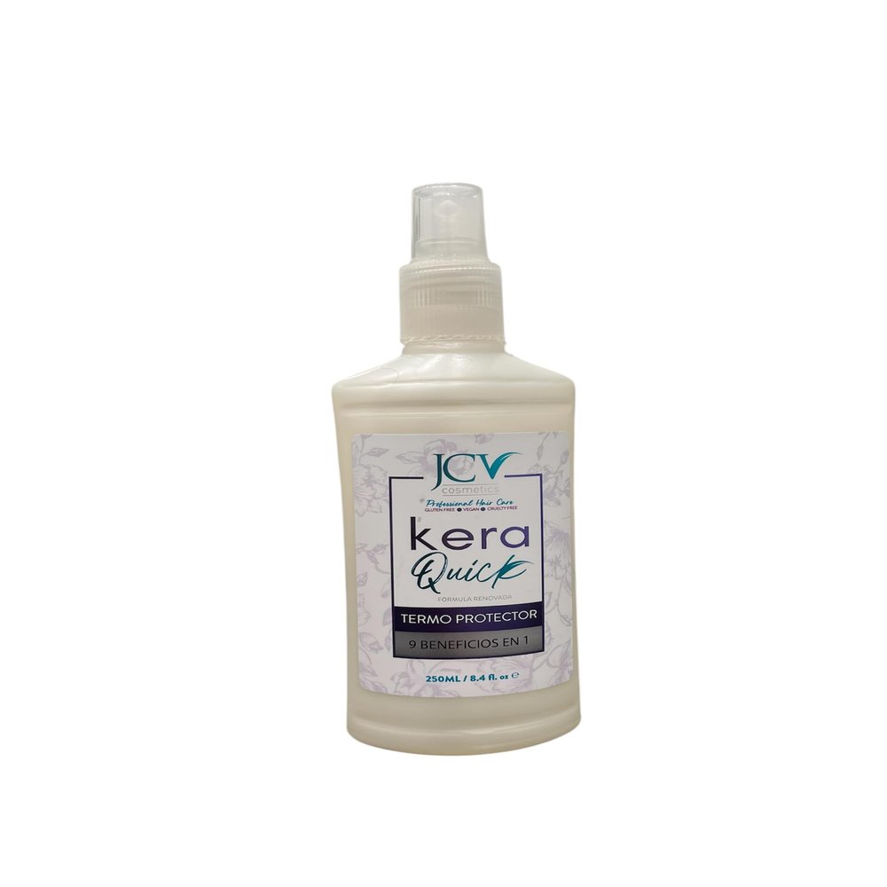 JCV KeraQuick Heat Protectant Spray, 9-in-1 Hair Treatment, 8.4 fl oz, Repairs and Controls Frizz