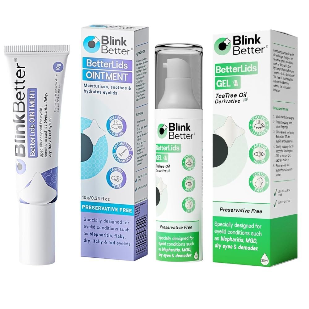 BetterLids Eyelid Relief Bundle Cleansing Gel with Tea Tree & Centella (1.06 oz) + Soothing Hydration Ointment with Oat Complex & Shea Butter (0.35 oz) Daily Care for Dry, Flaky, Sensitive Eyelids