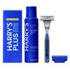 Harry's Plus Shaving Kit for Men - Premium Handle, Razor Blade Cartridge, Foaming Shave Gel, and Travel Blade Cover - Advanced Pivoting System - Tide view 1