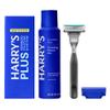 Harry's Plus Shaving Kit for Men - Premium Handle, Razor Blade Cartridge, Foaming Shave Gel, and Travel Blade Cover - Advanced Pivoting System - Onyx view 1