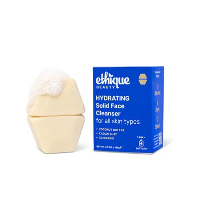 Ethique Hydrating - Solid Face Cleanser for All Skin Types - Plastic-Free, Vegan, Cruelty-Free, Eco-Friendly, 3.9 oz (Pack of 1: 2 bars)