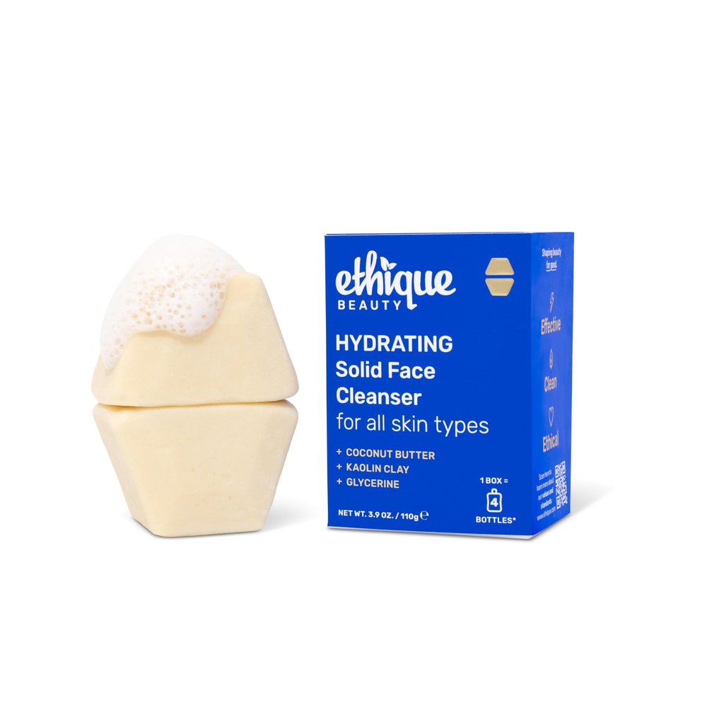 Ethique Hydrating - Solid Face Cleanser for All Skin Types - Plastic-Free, Vegan, Cruelty-Free, Eco-Friendly, 3.9 oz (Pack of 1: 2 bars)