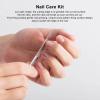 5 Pcs Blue Nail Care Kit, Stainless Steel Manicure Set with Rounded Ear Scoop, 15 Degree Eyebrow Scissors, Incisive Curved Nail Clippers, Beveled Dead Skin Trimmer, view 2