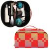 sanluoli Buffalo Plaid Red Yellow Violet Gradient Makeup Bag with dividers stylish Cosmetic Bag For Women Travel-Size Accessories view 2