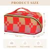 sanluoli Buffalo Plaid Red Yellow Violet Gradient Makeup Bag with dividers stylish Cosmetic Bag For Women Travel-Size Accessories view 3