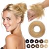 MY-LADY Messy Bun Hair Pieces Human Hair for Women Real Hairpiece Straight Scrunchies Tousled Updo Donut Chignon Ponytail Extension Natural Blonde view 1