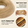 MY-LADY Messy Bun Hair Pieces Human Hair for Women Real Hairpiece Straight Scrunchies Tousled Updo Donut Chignon Ponytail Extension Natural Blonde view 2