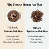 MY-LADY Messy Bun Hair Pieces Human Hair for Women Real Hairpiece Straight Scrunchies Tousled Updo Donut Chignon Ponytail Extension Natural Blonde view 4