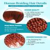 100g 3 Bundles/Pack Dark Ginger Human Braiding Hair for Boho Braids 22 Inch Curly Boho Hair for Braiding Knotless 12A Deep Wave Bulk Bohemian Color 350 view 4