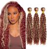 613 Bundles Human Hair Ombre Kinky Curly Bundles 14 16 18 Inch Unprocessed Virgin 2 Tone Red Mixed With Blonde Bundle P99J613 Hair Extensions for Woman view 1