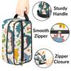 Zestdesign Custom Funny Dinosaurs Makeup Bag with Name Personalized Waterproof Toiletry Bags Customized Green Plant Leaf Cosmetic Bag for Women Men view 2