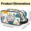 Zestdesign Custom Funny Dinosaurs Makeup Bag with Name Personalized Waterproof Toiletry Bags Customized Green Plant Leaf Cosmetic Bag for Women Men view 3
