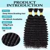 100g 3 Bundles/Pack Human Braiding Hair for Boho Braids 22 Inch Curly Boho Hair for Braiding Knotless 12A Deep Wave Bulk Bohemian Natural Black view 2