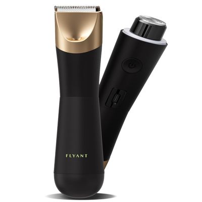 Bikini Trimmer for Women, Flyant 2 in 1 Electric Shaver for Women, Pubic Hair Trimmer Waterproof IPX7 with LED, Bikini Razor for Leg Arm Underarm Bikini Area, Christmas Gifts for Her - Black Gold