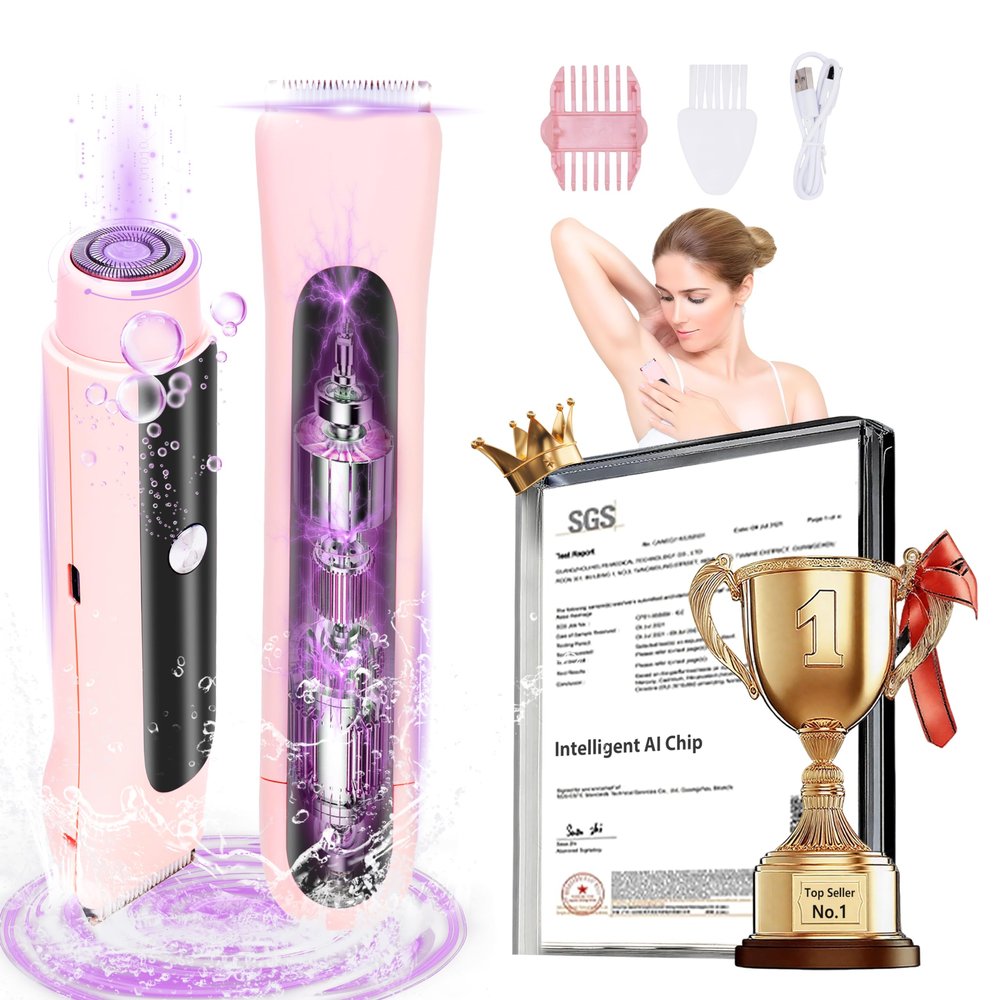 Clcepore 4.0 Upgrade Bikini Trimmer for WomenSGS Certification Intelligent AI Chip Skin-Friendly mild and Smooth 2 in 1 Electric Bikini Trimmer IPX7 Waterproof USB RechargeableSuitable for Bikini