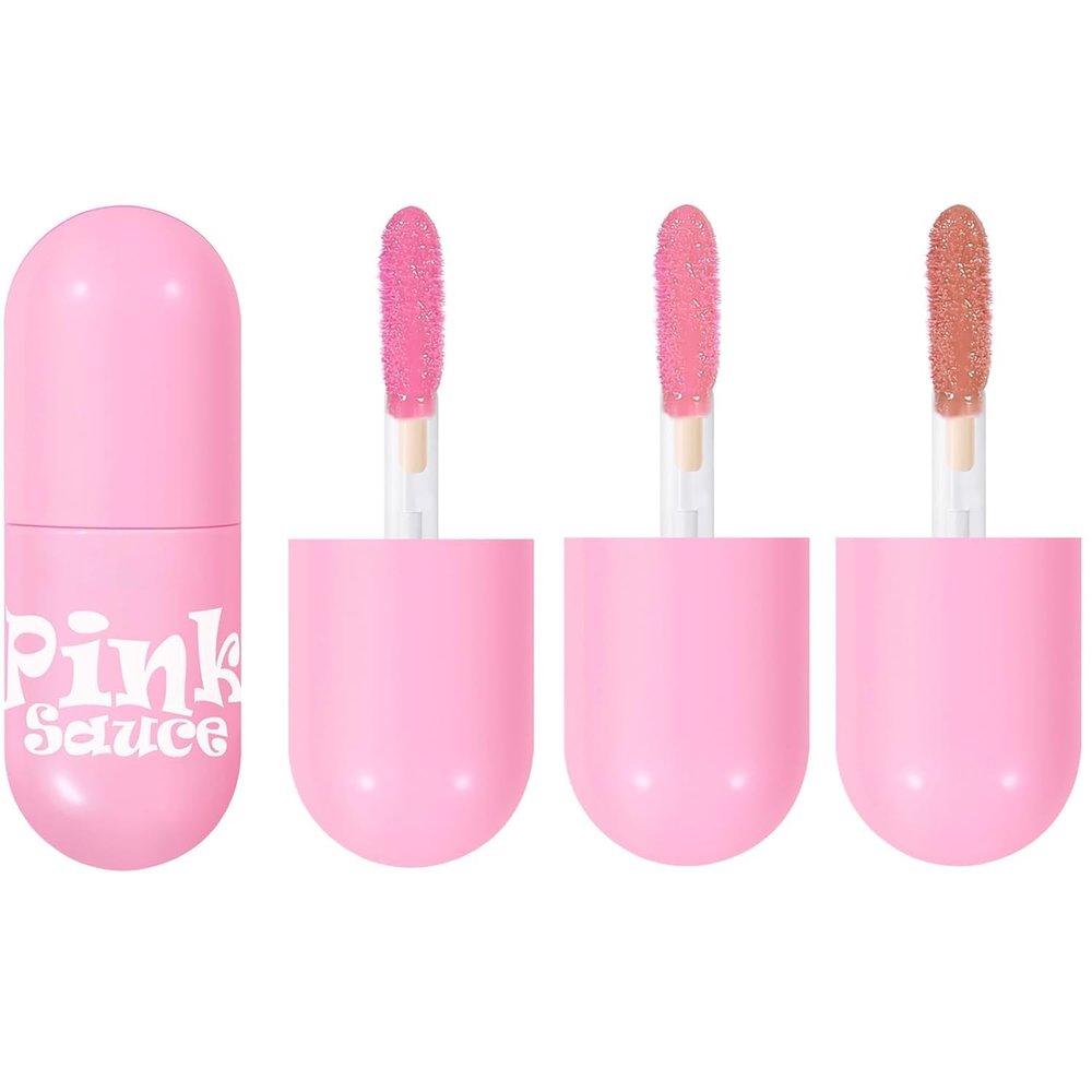 AKARY 3 PCS Mirror Lipstick Set, High Pigment Non-stick Smooth Lip Stain, Non-Smudge Long-lasting Wear Not Fade Lip Gloss for Elegant Pink Water Lip Makeup