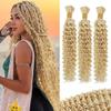 100g 3 Bundles/Pack 613 Blonde Human Braiding Hair for Boho Braids 20 Inch Curly Boho Hair for Braiding Knotless 12A Deep Wave Bulk Bohemian Color 613 view 1