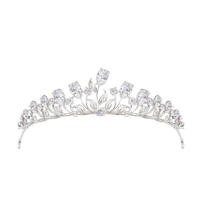 14K Gold Luxe Camellia Crown Headdress, Hypoallergenic Moissanite Hair Accessory, Ideal Gift for Banquet Evening or Special Woman (Style 311.9 * 3.2cm*32g)