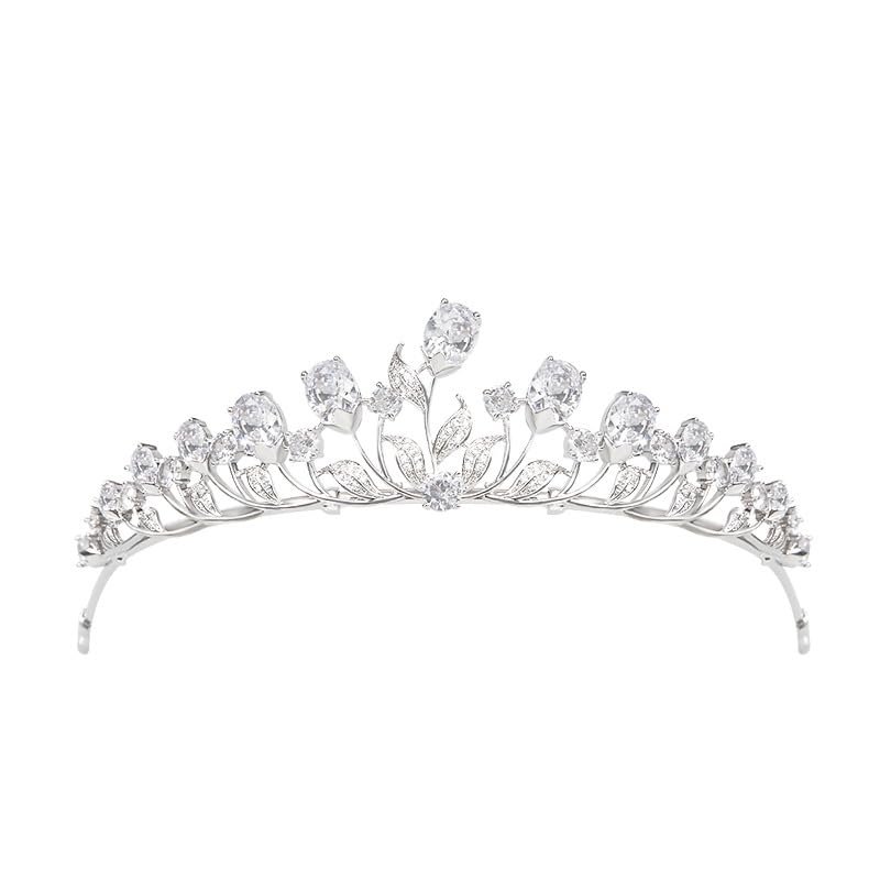 14K Gold Luxe Camellia Crown Headdress, Hypoallergenic Moissanite Hair Accessory, Ideal Gift for Banquet Evening or Special Woman (Style 311.9 * 3.2cm*32g)